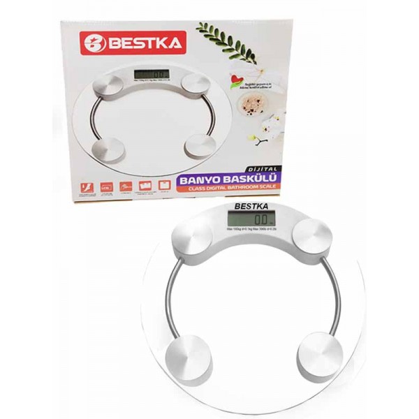 BESTKA ROUND GLASS Digital Bathroom Scale 1 BOX